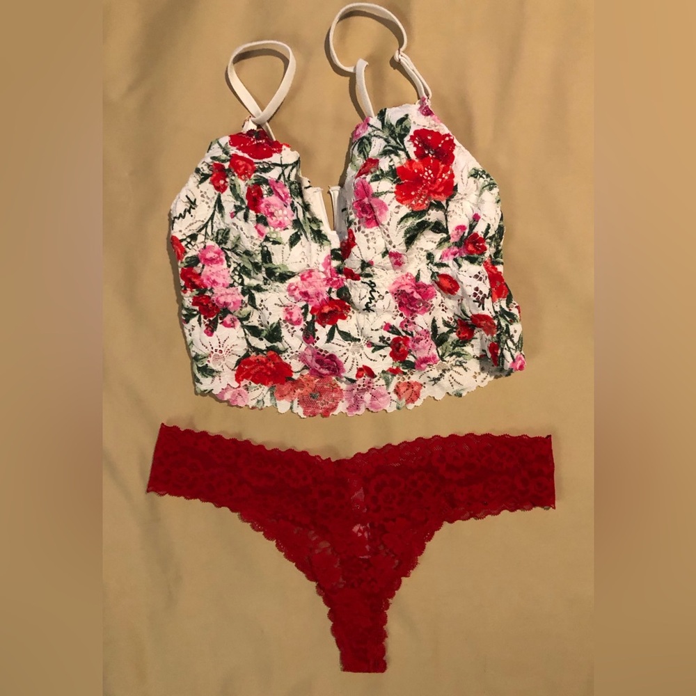 PINK bralette top size S Auden panty size S